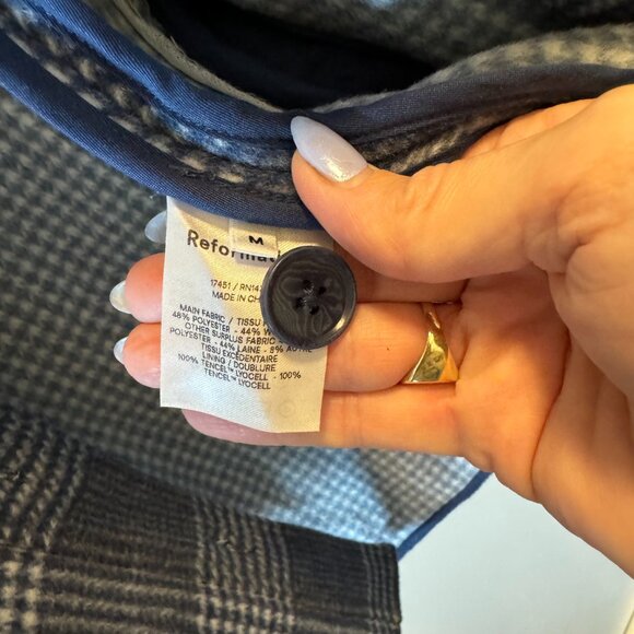 Reformation Giles Plaid Wool Shirt Jacket / Blue / M - Picture 7 of 16